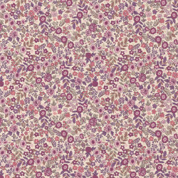 Printed Acryl Coated Cotton BARBARA Ecru / Violet
